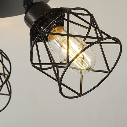 Contemporary Industrial Iron Frame 360° Rotation 3-Light Semi-Flush Mount Ceiling Light For Living Room