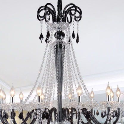 Traditional French Hardware Frame Crystal Glass Candelabra 12-Light Chandelier For Living Room