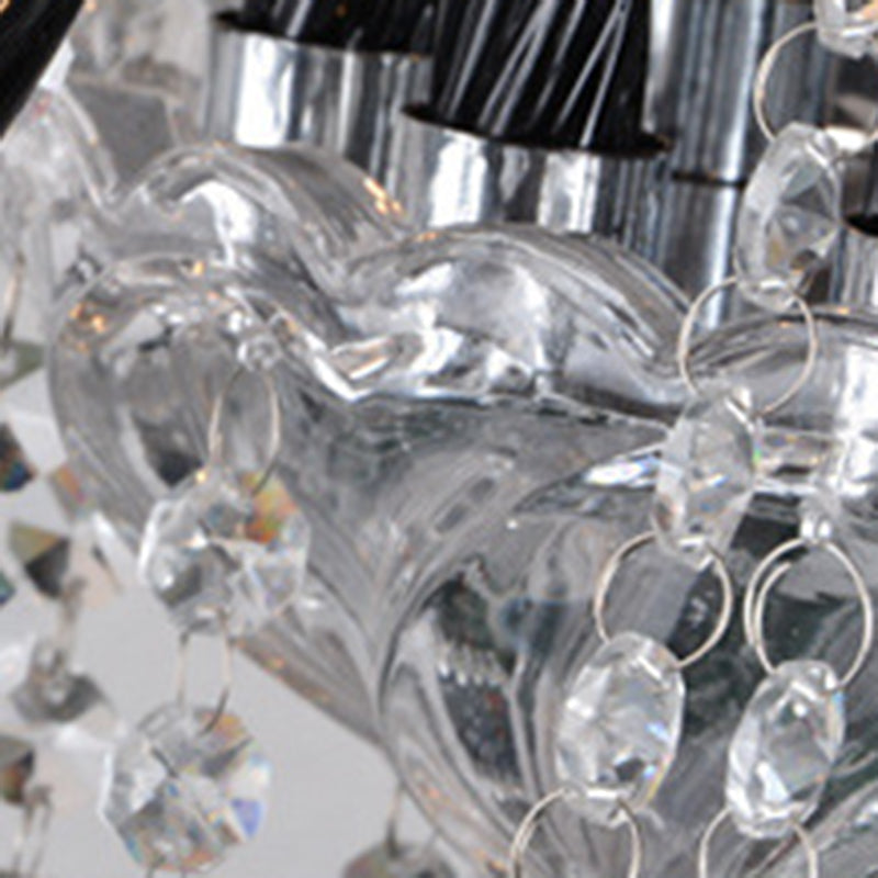 Traditional French Hardware Frame Crystal Glass Candelabra 12-Light Chandelier For Living Room