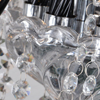 Traditional French Hardware Frame Crystal Glass Candelabra 12-Light Chandelier For Living Room