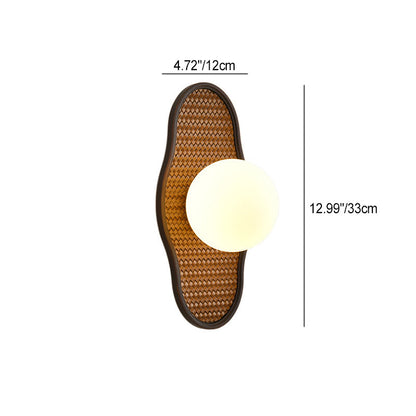 Traditional Vintage Solid Wood Pea Pod Glass Ball Shade 1-Light Wall Sconce Lamp For Bedroom