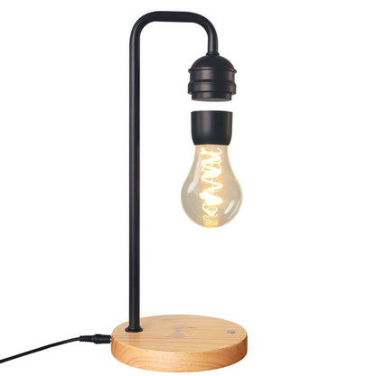 Contemporary Simplicity Rubber Wood Iron Magnetic Levitation LED Table Lamp For Study