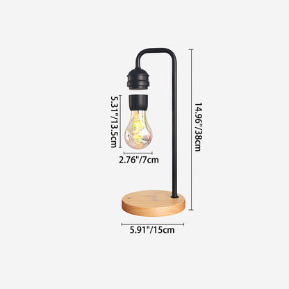 Contemporary Simplicity Rubber Wood Iron Magnetic Levitation LED Table Lamp For Study