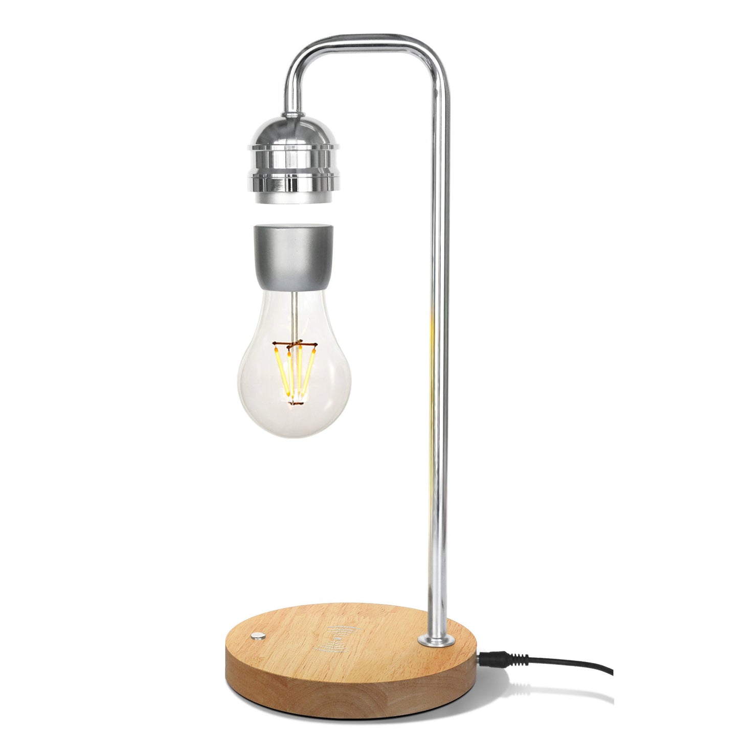 Contemporary Simplicity Rubber Wood Iron Magnetic Levitation LED Table Lamp For Study