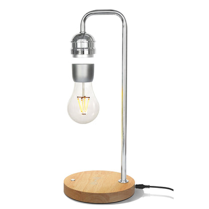 Contemporary Simplicity Rubber Wood Iron Magnetic Levitation LED Table Lamp For Study