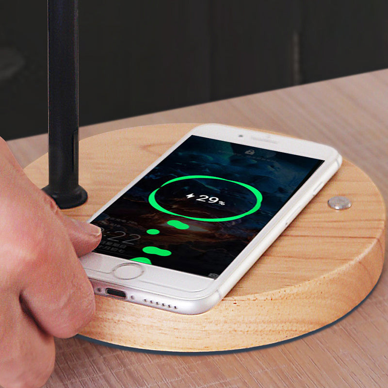 Contemporary Simplicity Rubber Wood Iron Magnetic Levitation LED Table Lamp For Study