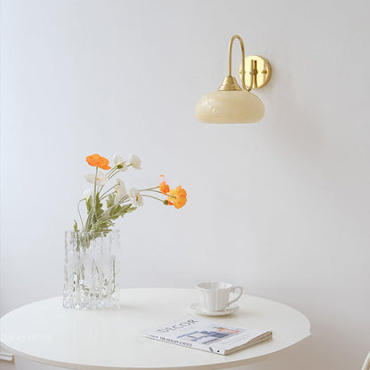 Traditional French Glass Round Shade Iron 1-Light Wall Sconce Lamp For Dining Room