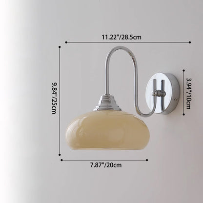 Traditional French Glass Round Shade Iron 1-Light Wall Sconce Lamp For Dining Room