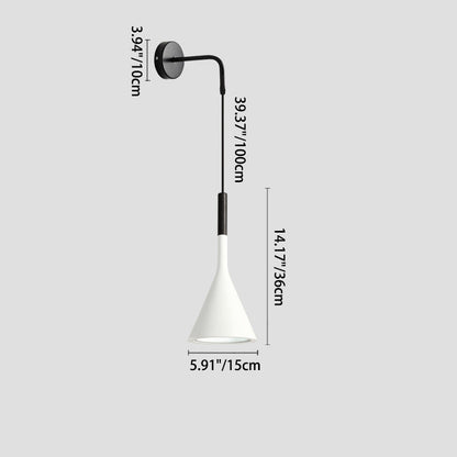 Contemporary Nordic Hardware Resin Conical Shade 1-Light Wall Sconce Lamp For Living Room