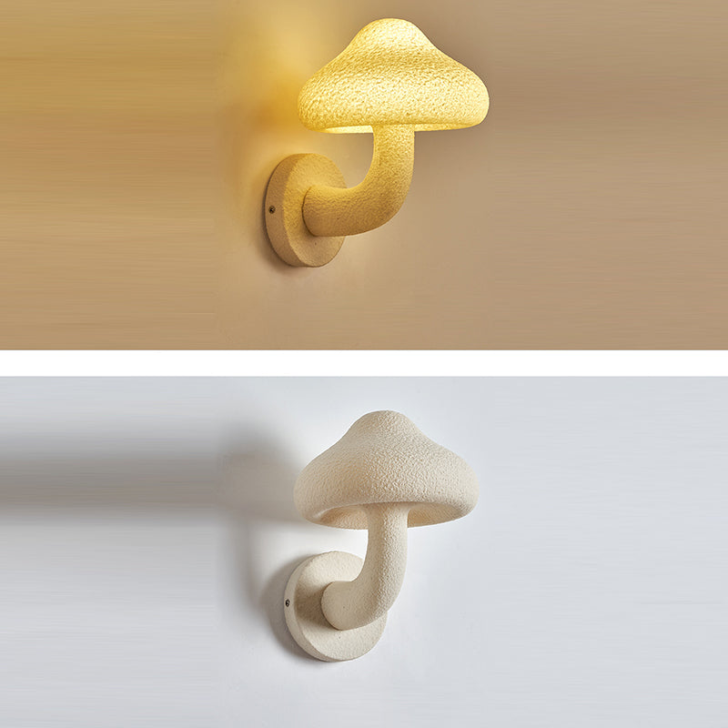 Contemporary Creative Resin Mushroom Shade Hardware 1-Light Wall Sconce Lamp For Living Room