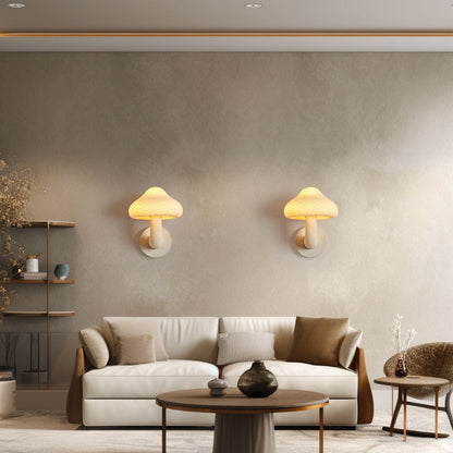 Contemporary Creative Resin Mushroom Shade Hardware 1-Light Wall Sconce Lamp For Living Room