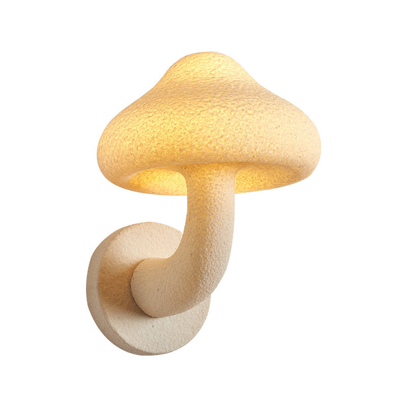 Contemporary Creative Resin Mushroom Shade Hardware 1-Light Wall Sconce Lamp For Living Room