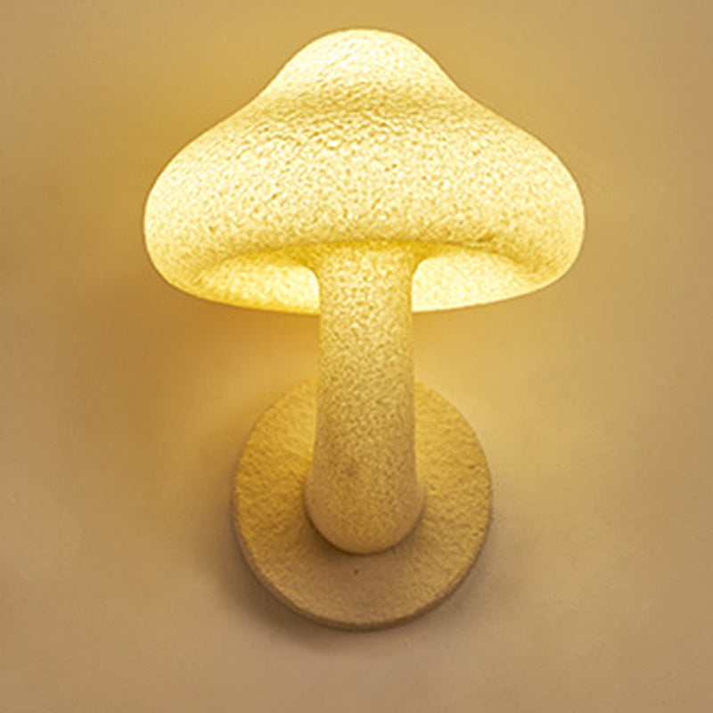 Contemporary Creative Resin Mushroom Shade Hardware 1-Light Wall Sconce Lamp For Living Room