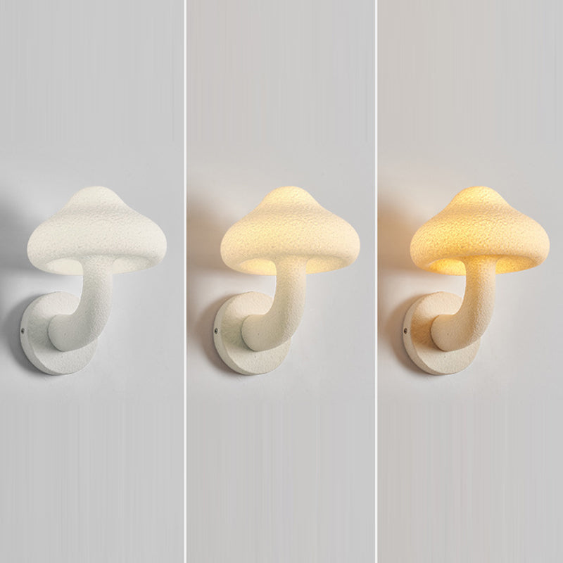 Contemporary Creative Resin Mushroom Shade Hardware 1-Light Wall Sconce Lamp For Living Room