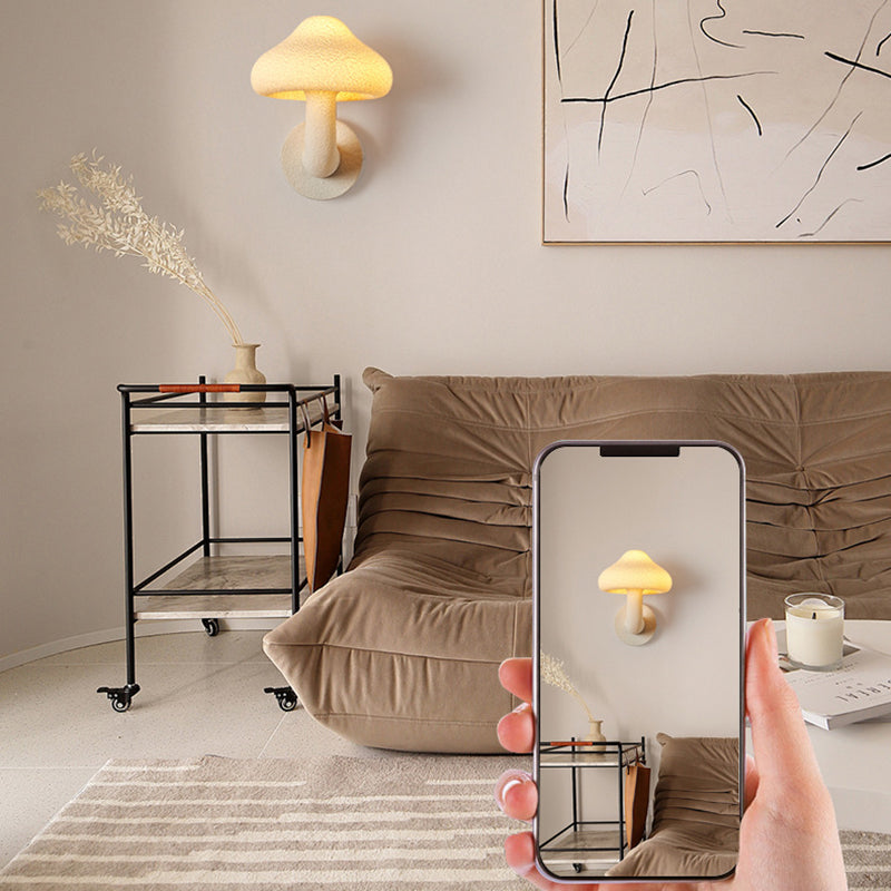 Contemporary Creative Resin Mushroom Shade Hardware 1-Light Wall Sconce Lamp For Living Room