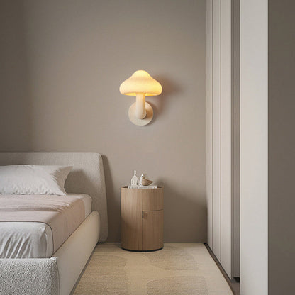 Contemporary Creative Resin Mushroom Shade Hardware 1-Light Wall Sconce Lamp For Living Room