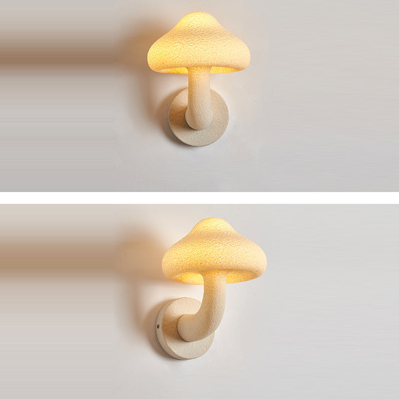 Contemporary Creative Resin Mushroom Shade Hardware 1-Light Wall Sconce Lamp For Living Room