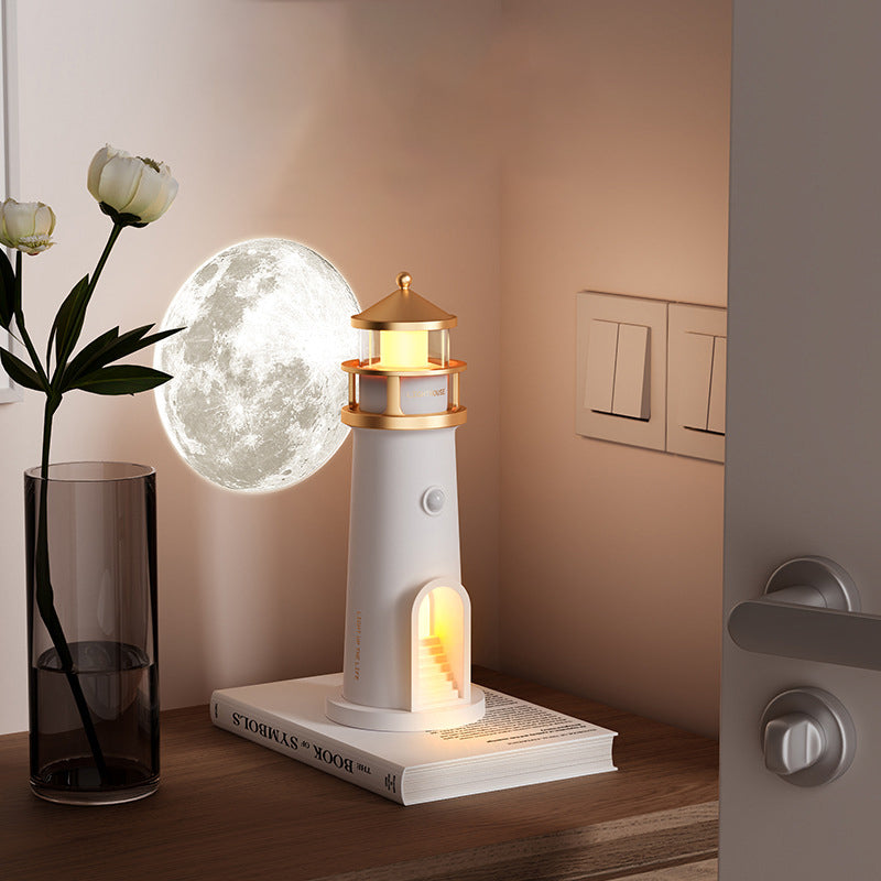 Contemporary Creative ABS Moonlight Lighthouse LED Projector Lamp Table Lamp For Bedroom
