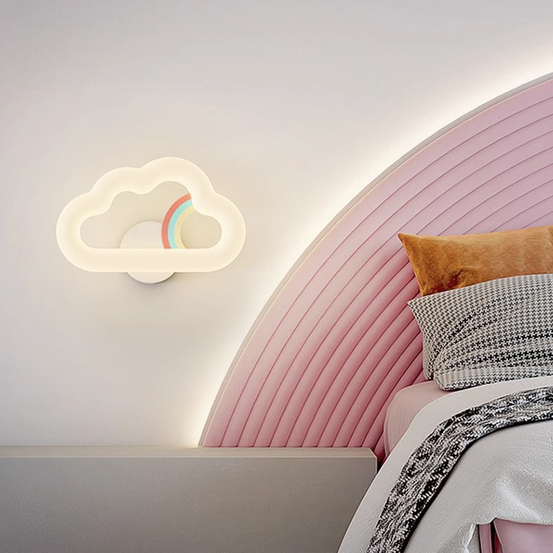 Contemporary Creative Rainbow Rabbit Iron PE Cloud Shade LED Wall Sconce Lamp For Dining Room