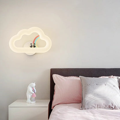 Contemporary Creative Rainbow Rabbit Iron PE Cloud Shade LED Wall Sconce Lamp For Dining Room