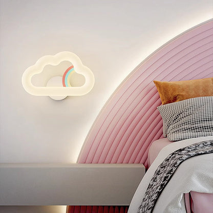Contemporary Creative Rainbow Rabbit Iron PE Cloud Shade LED Wall Sconce Lamp For Dining Room