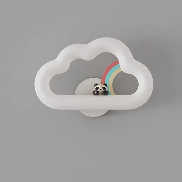 Contemporary Creative Rainbow Rabbit Iron PE Cloud Shade LED Wall Sconce Lamp For Dining Room