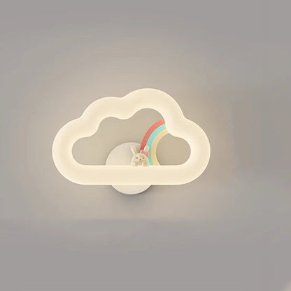 Contemporary Creative Rainbow Rabbit Iron PE Cloud Shade LED Wall Sconce Lamp For Dining Room