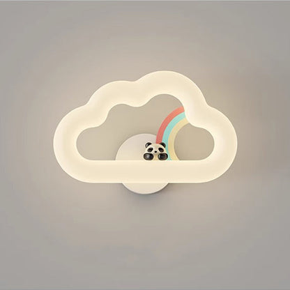 Contemporary Creative Rainbow Rabbit Iron PE Cloud Shade LED Wall Sconce Lamp For Dining Room