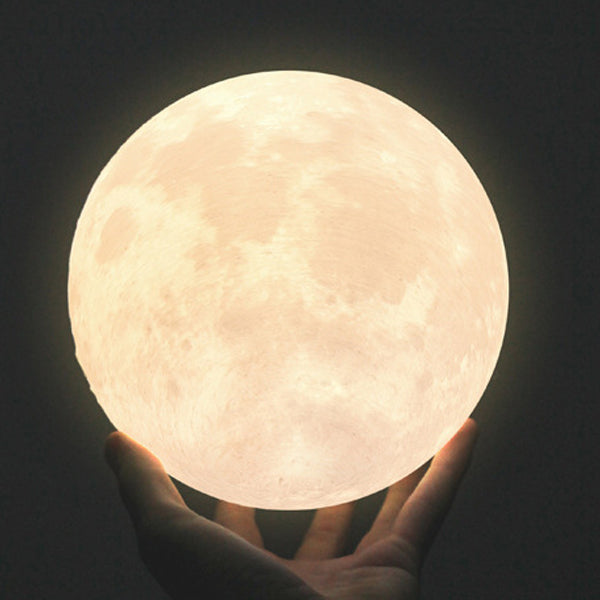 Contemporary Simplicity Starry Sky Moon PLA Round Shade Wood 1-Light Night Light Table Lamp For Bedroom