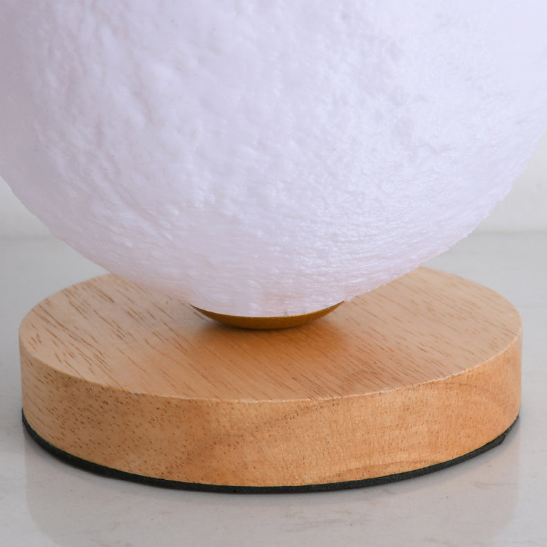 Contemporary Simplicity Starry Sky Moon PLA Round Shade Wood 1-Light Night Light Table Lamp For Bedroom
