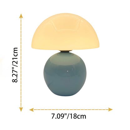 Contemporary Nordic Glass Ceramic Mushroom 1-Light Table Lamp For Study