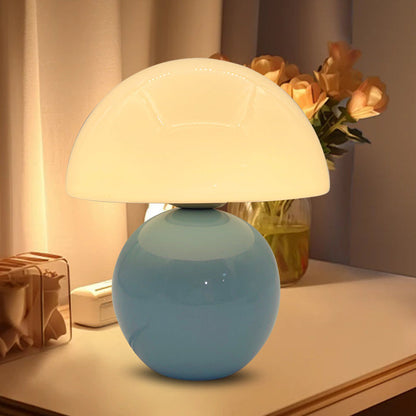 Contemporary Nordic Glass Ceramic Mushroom 1-Light Table Lamp For Study