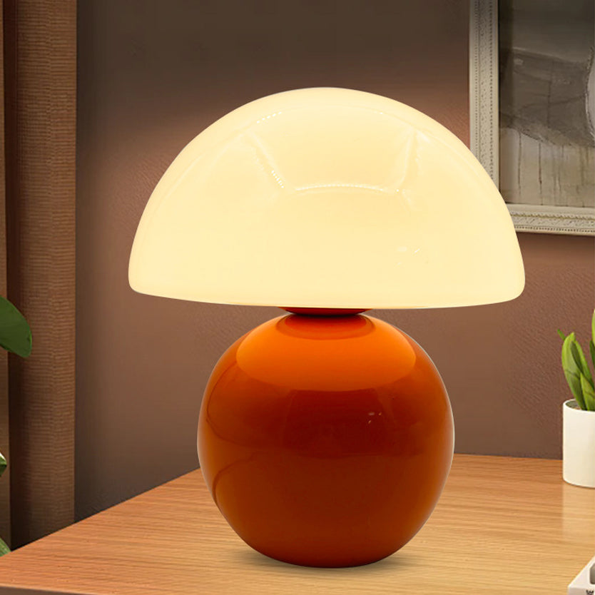 Contemporary Nordic Glass Ceramic Mushroom 1-Light Table Lamp For Study