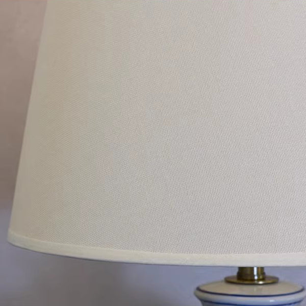 Traditional Chinese Fabric Cylinder Shade Ceramic Vase Base 1-Light Table Lamp For Study