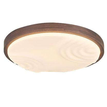 Contemporary Simplicity Walnut Wood Grain Acrylic Square LED Flush Mount Ceiling Light For Bedroom