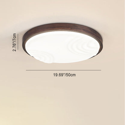 Contemporary Simplicity Walnut Wood Grain Acrylic Square LED Flush Mount Ceiling Light For Bedroom