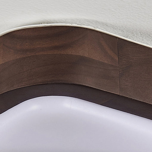 Contemporary Simplicity Walnut Wood Grain Acrylic Square LED Flush Mount Ceiling Light For Bedroom