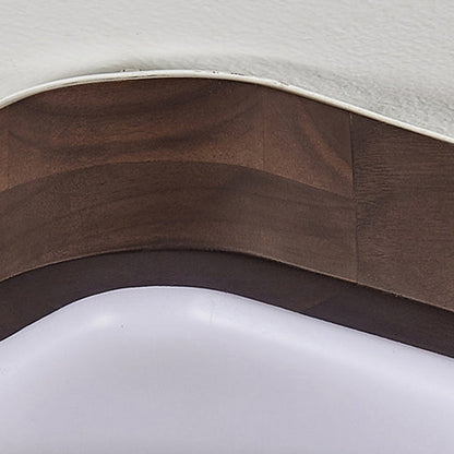 Contemporary Simplicity Walnut Wood Grain Acrylic Square LED Flush Mount Ceiling Light For Bedroom