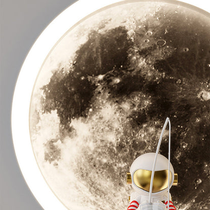 Contemporary Creative Hardware Acrylic Moon Astronaut LED Wall Sconce Lamp For Living Room