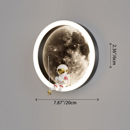 Contemporary Creative Hardware Acrylic Moon Astronaut LED Wall Sconce Lamp For Living Room