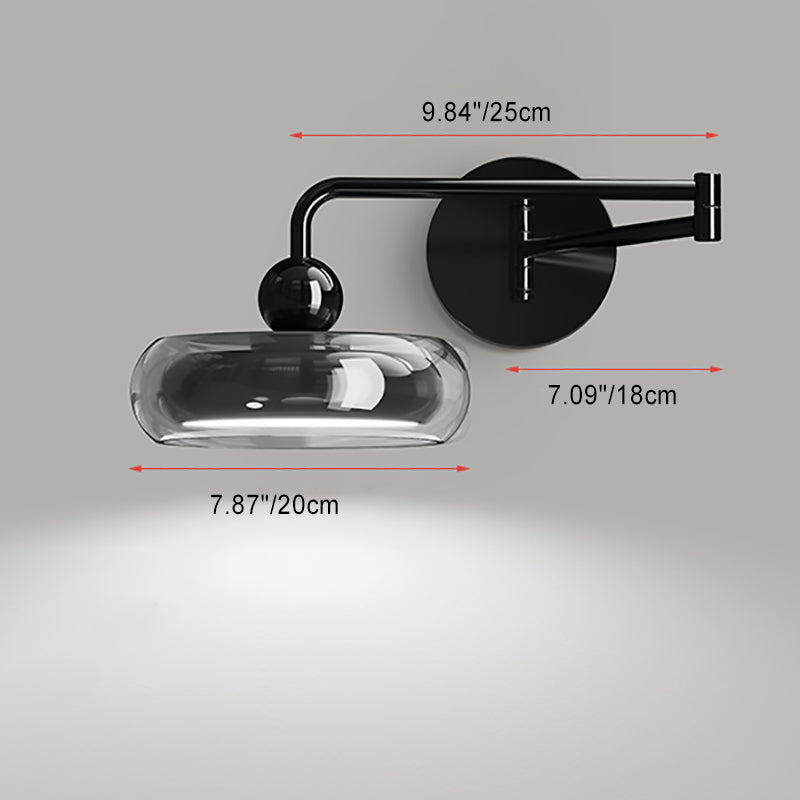 Contemporary Nordic Acrylic Glass Round Shade Displaceable Rocker Arm LED Wall Sconce Lamp For Bedroom