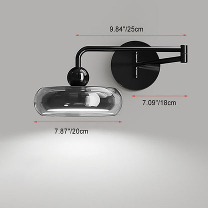 Contemporary Nordic Acrylic Glass Round Shade Displaceable Rocker Arm LED Wall Sconce Lamp For Bedroom