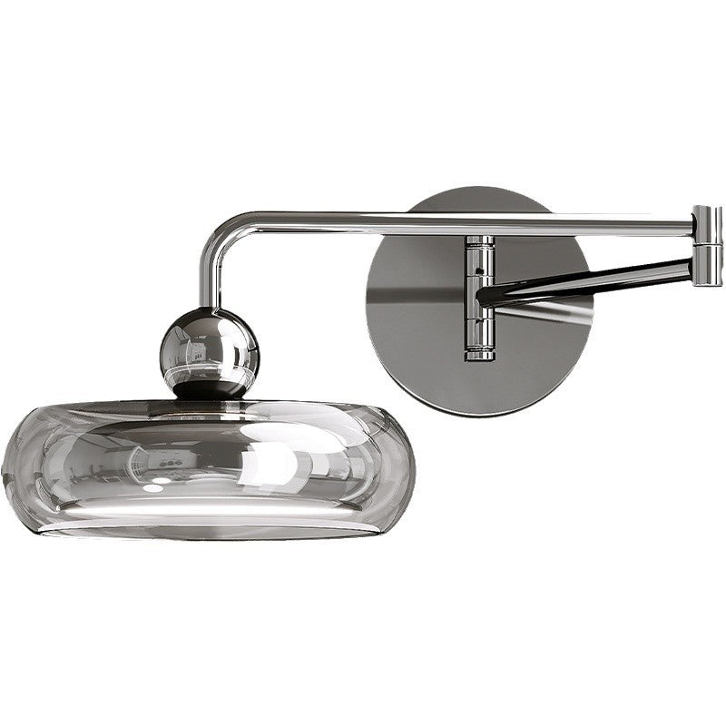 Contemporary Nordic Acrylic Glass Round Shade Displaceable Rocker Arm LED Wall Sconce Lamp For Bedroom