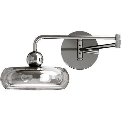 Contemporary Nordic Acrylic Glass Round Shade Displaceable Rocker Arm LED Wall Sconce Lamp For Bedroom