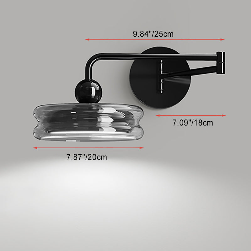 Contemporary Nordic Acrylic Glass Round Shade Displaceable Rocker Arm LED Wall Sconce Lamp For Bedroom