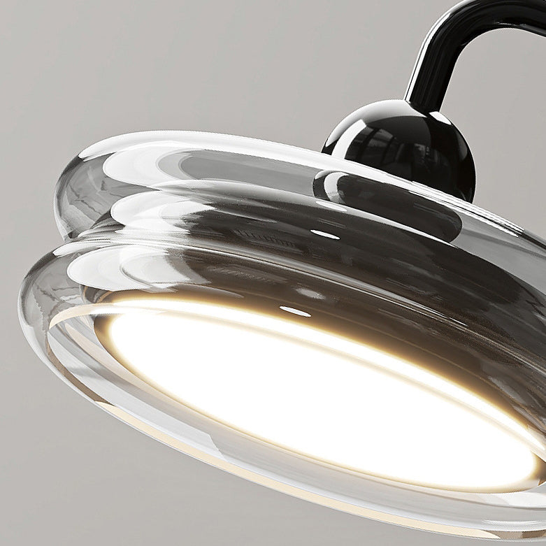 Contemporary Nordic Acrylic Glass Round Shade Displaceable Rocker Arm LED Wall Sconce Lamp For Bedroom