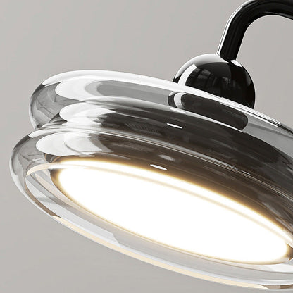 Contemporary Nordic Acrylic Glass Round Shade Displaceable Rocker Arm LED Wall Sconce Lamp For Bedroom