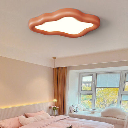 Contemporary Scandinavian Resin Acrylic Cloud Shade LED Flush Mount Ceiling Light For Bedroom