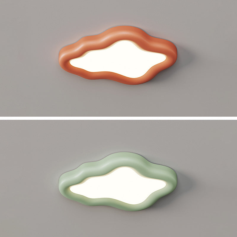 Contemporary Scandinavian Resin Acrylic Cloud Shade LED Flush Mount Ceiling Light For Bedroom