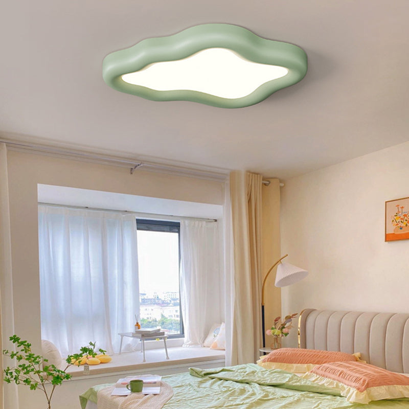 Contemporary Scandinavian Resin Acrylic Cloud Shade LED Flush Mount Ceiling Light For Bedroom